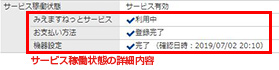 サービス稼動状態の詳細内容